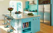 Дизайн кухни в бирюзовых тонах фото