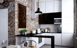 Интерьер кухни с кирпичной стеной — фото вариантов оформления