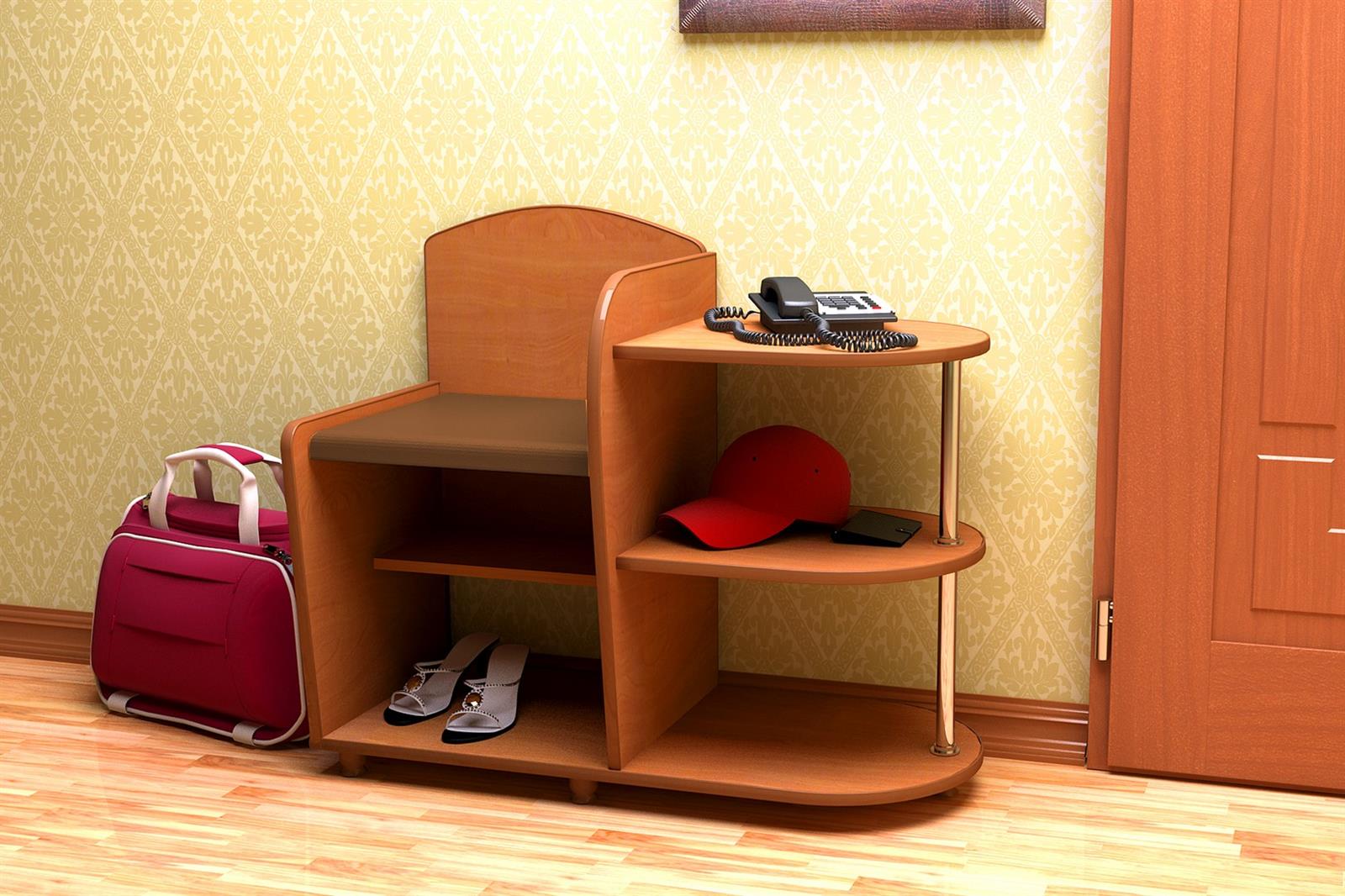 Скамейка с полочкой для телефона