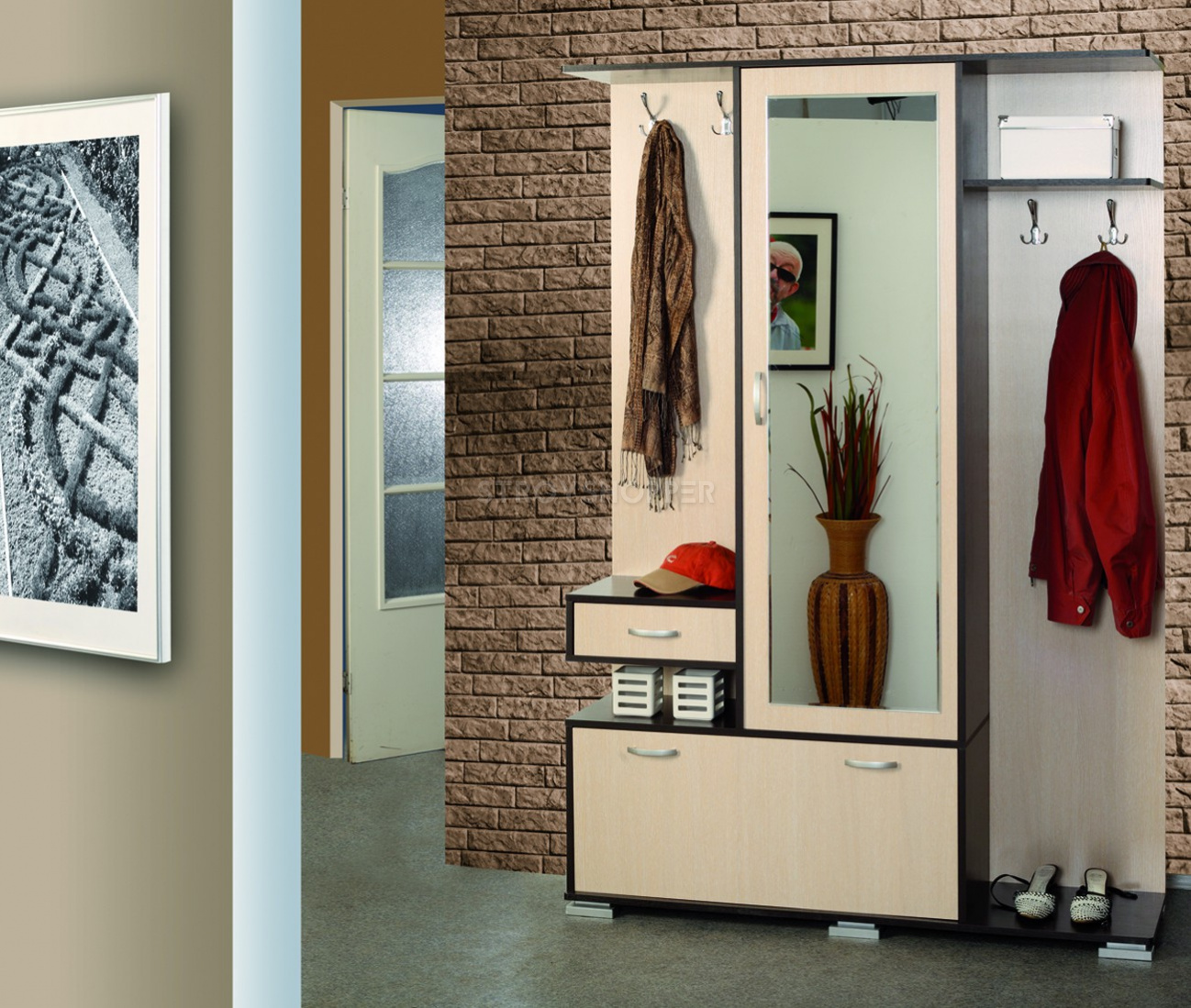 Стенка в прихожую с разной окраской