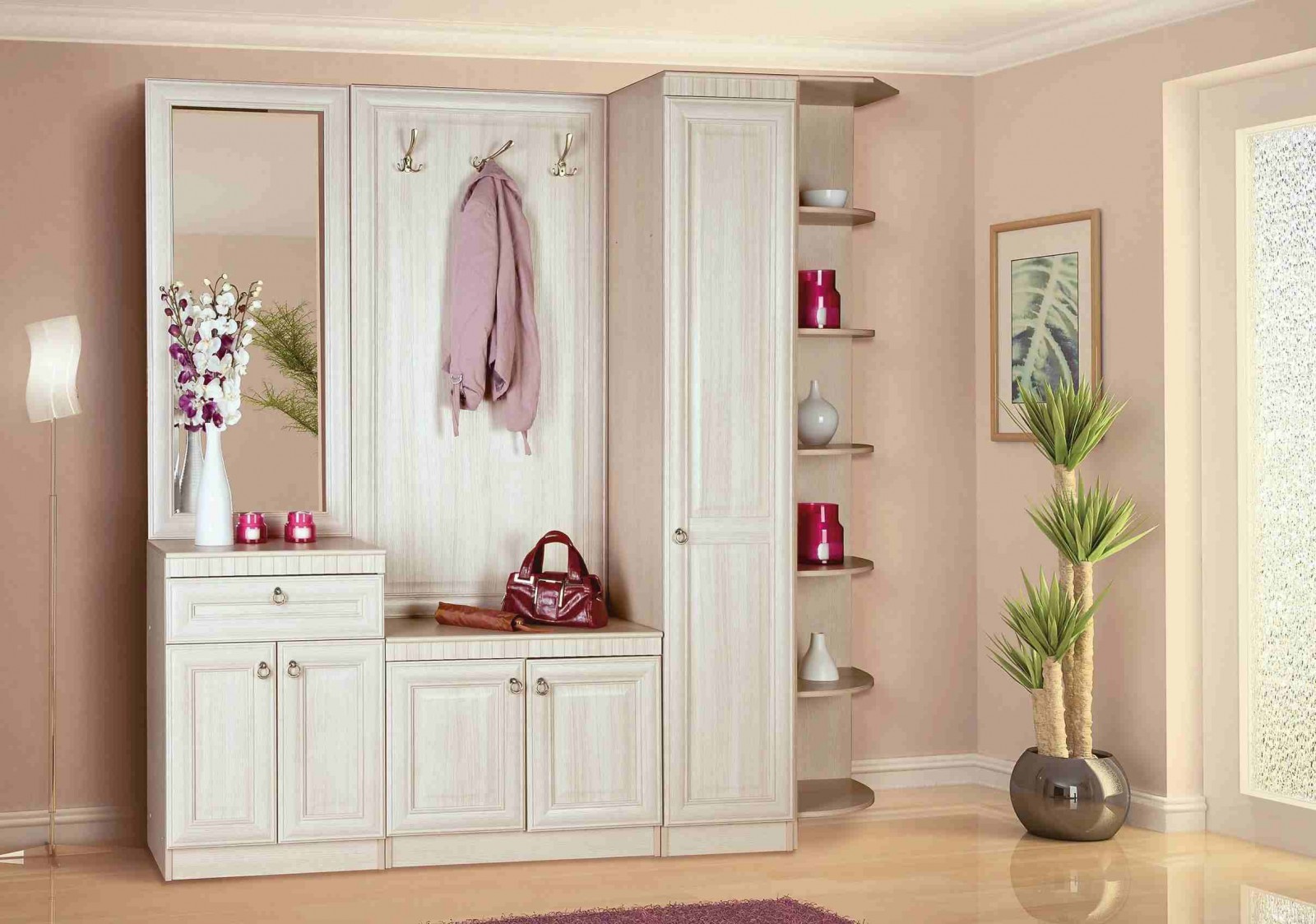 Светлая мебель в прихожей стиль прованс