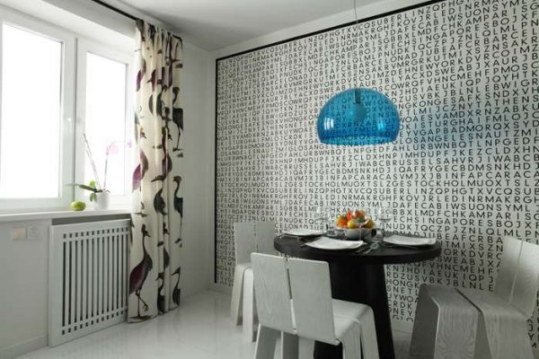 фотообои на стене в интерьере кухни