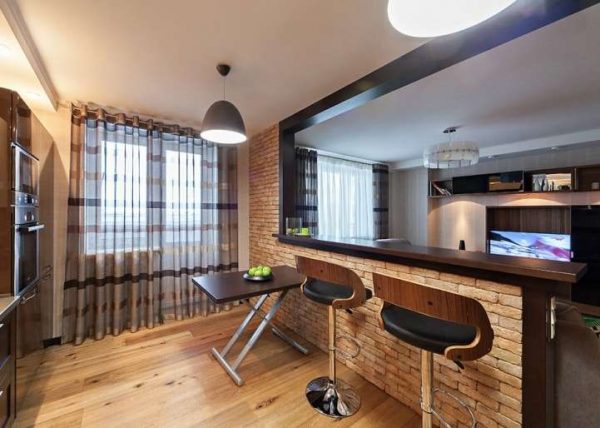 кирпичная стена перегородка на кухне