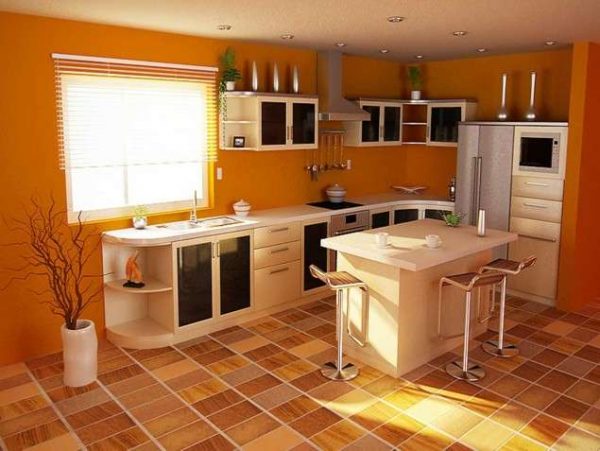 кухня из мебельных щитов с островом