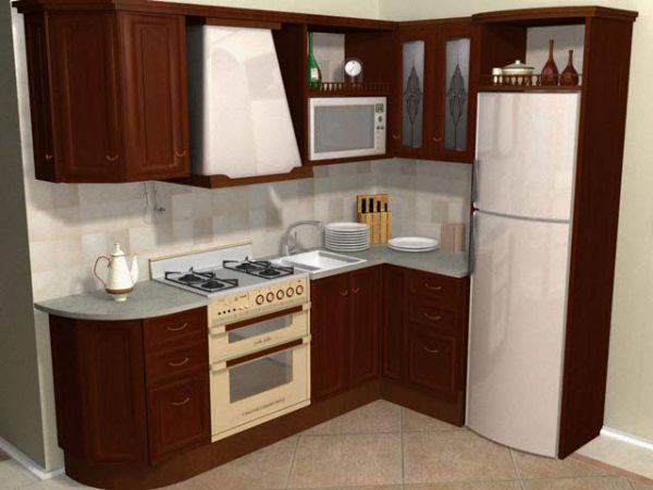 угловая кухня с холодильником