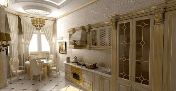 позолота на кухне в классическом стиле