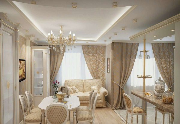 шторы на кухне классика