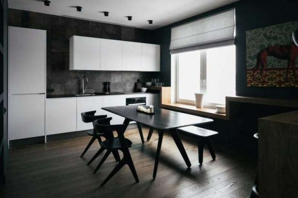 полы из ламината на кухне в стиле минимализм