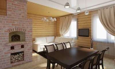 русская печка на кухне в частном доме 
