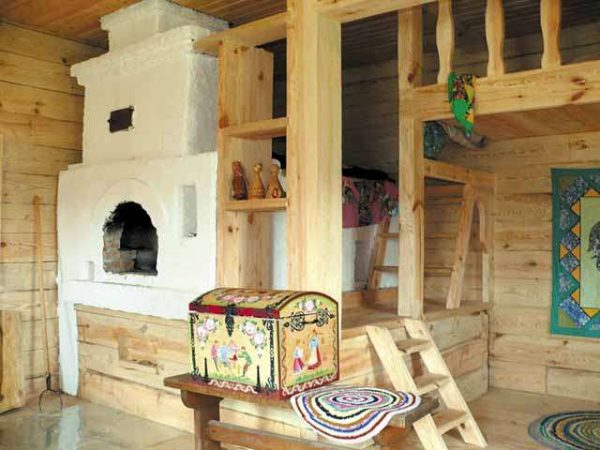 кухня в частном доме с печкой