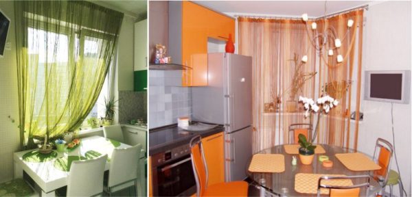 полупрозрачные шторы на кухне